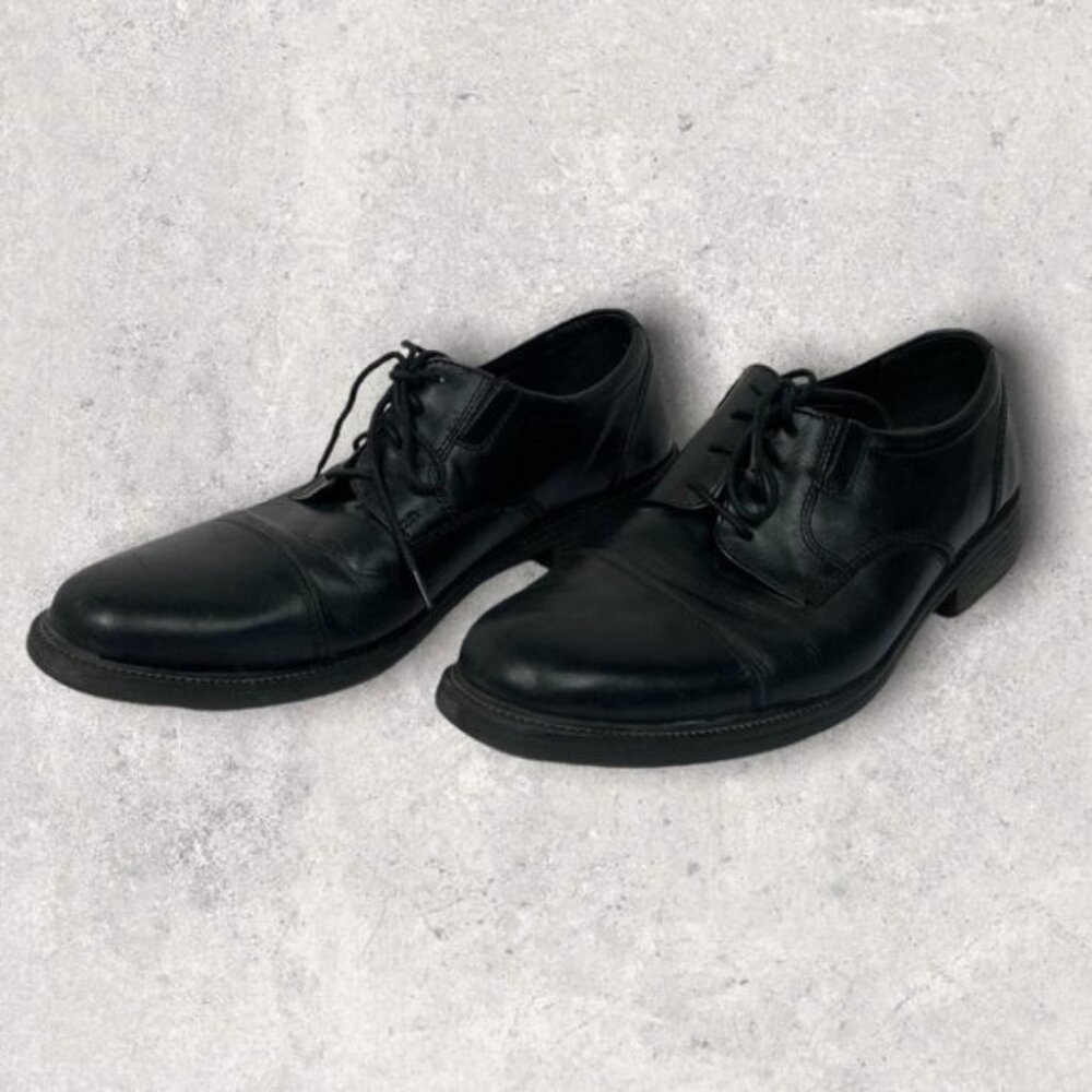Bostonian Flexlite Oxford Leather Dress Shoes Mens Size 9 Black Cap Toe Rhodes - Picture 3 of 8